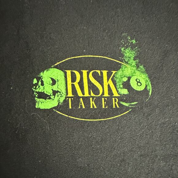 Fashion Nova Men “Play Your Luck / Risk Taker” Skull 8-Ball Graphic Tee – Black - Picture 5 of 7